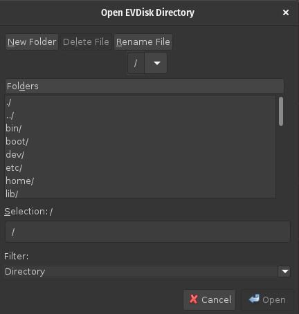 EVDisk open dialog